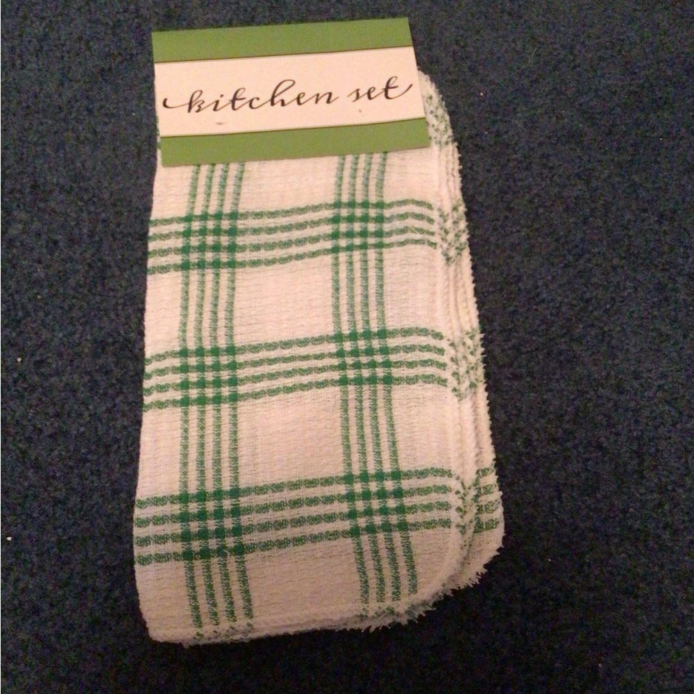 White & Green Plaid Dishcloths
